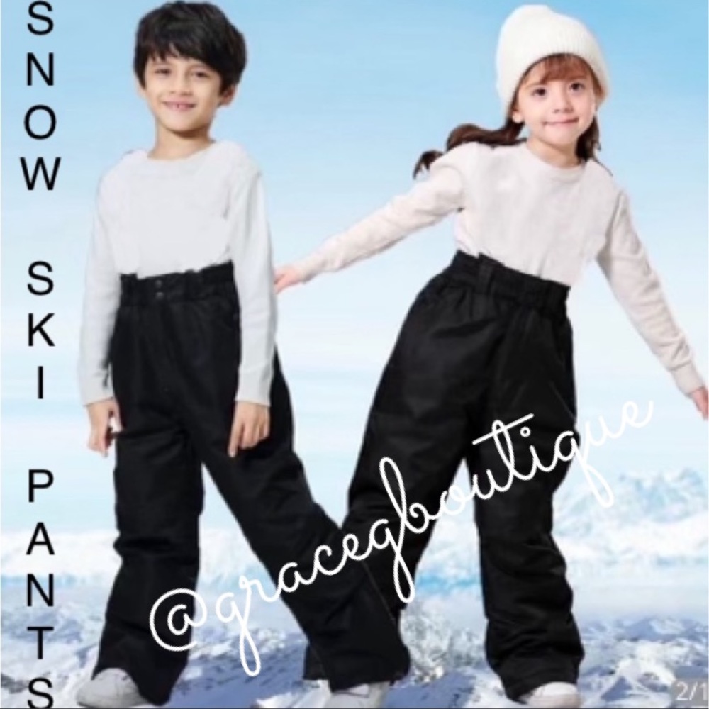 Youth Snow Pants Ski Snowsuit Winter Unisex Boys or Girls Black Size Large